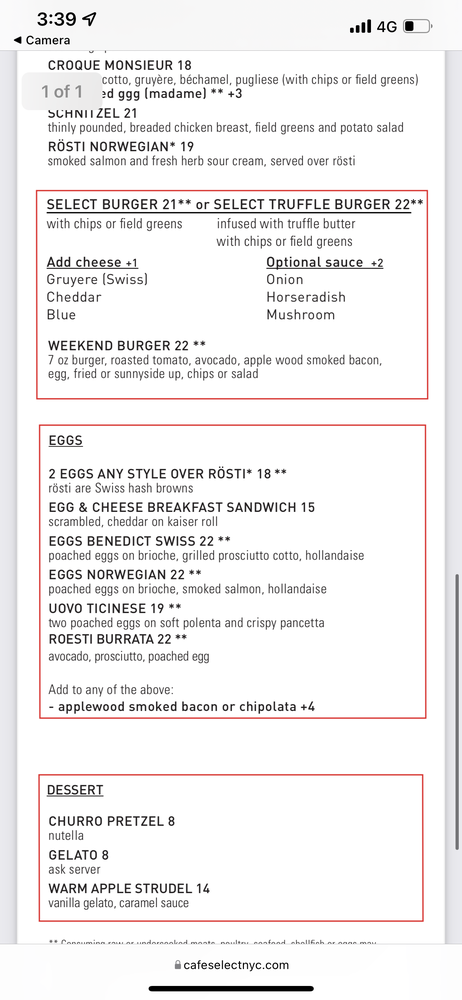 Cafe Select Menu (Updated for 2025)