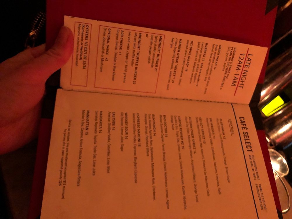 Cafe Select Menu (Updated for 2025)