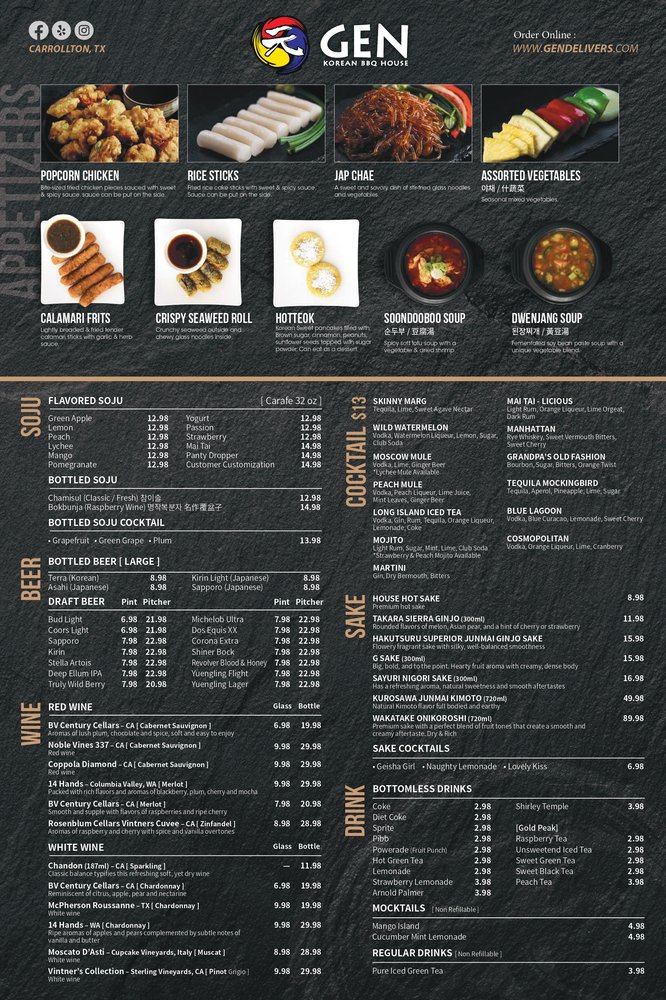 Gen Korean Bbq House Tukwila Menu Gen Korean BBQ House Menu (Updated for 2025)