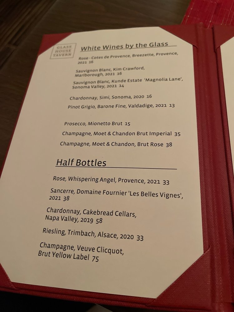 Glass House Tavern Menu (Updated for 2025)