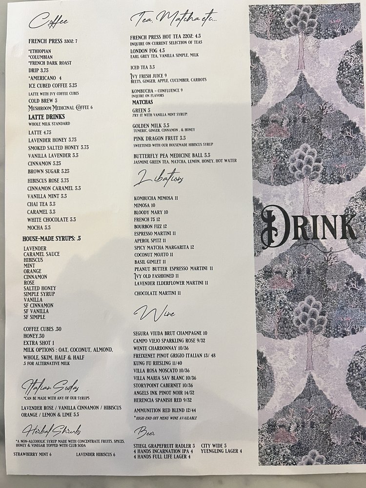 Menu - Ivy Café