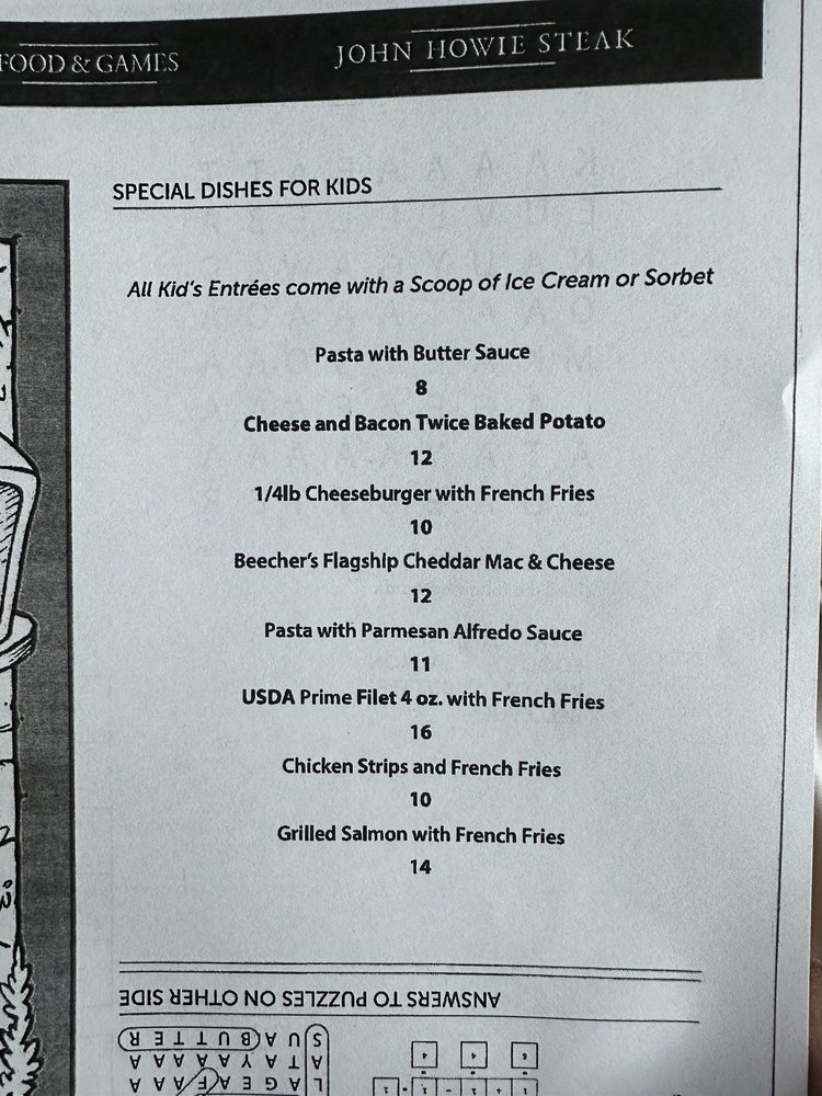 John Howie Steak Restaurant Menu Updated For 2025 