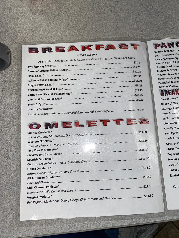Peggys Sunrise Cafe Menu (Updated for 2025)