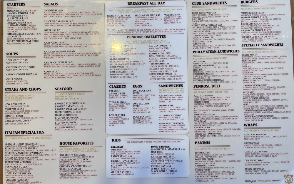 Menu - Penrose Diner