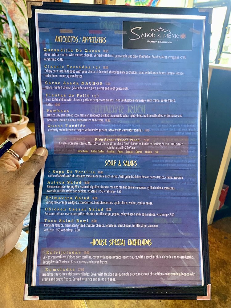 Sabor a m xico menu updated for 2025 