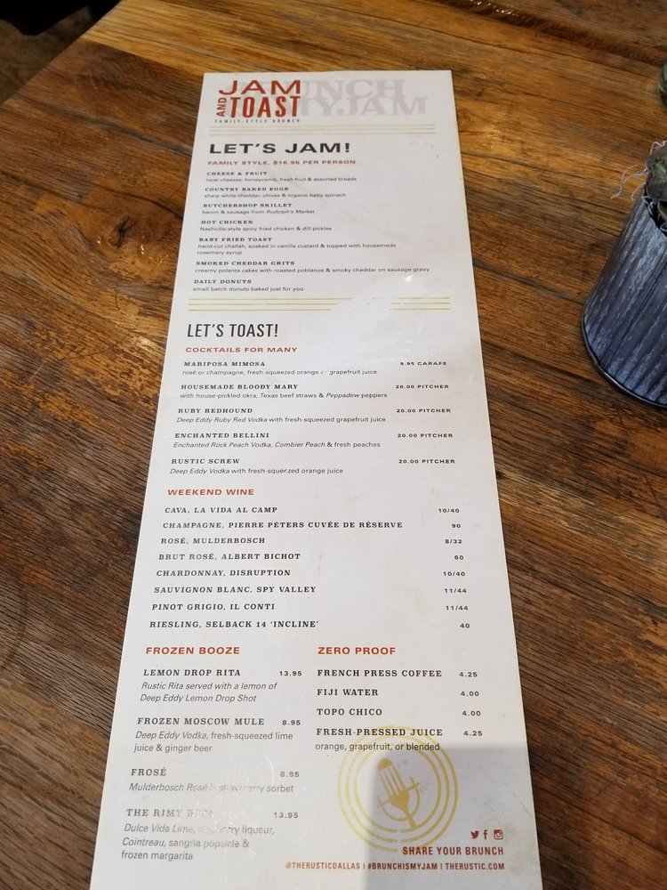Menu - The Rustic